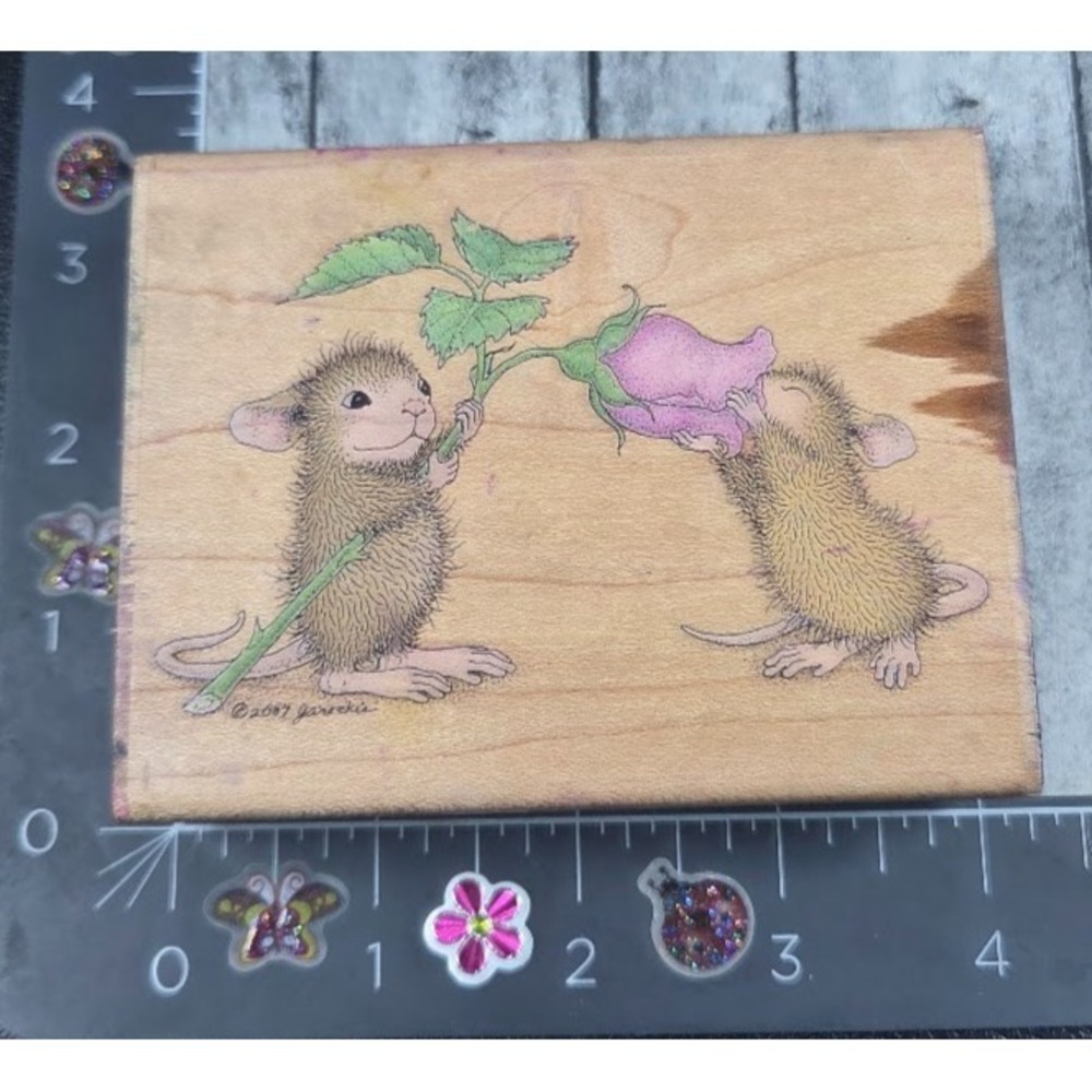 Stampabilities House Mouse Everything Coming Up Roses Rubber Stamp Wood #K11